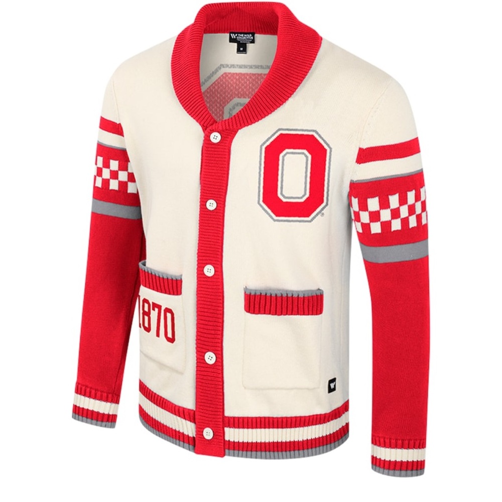 Red and Cream Varsity Cardigan